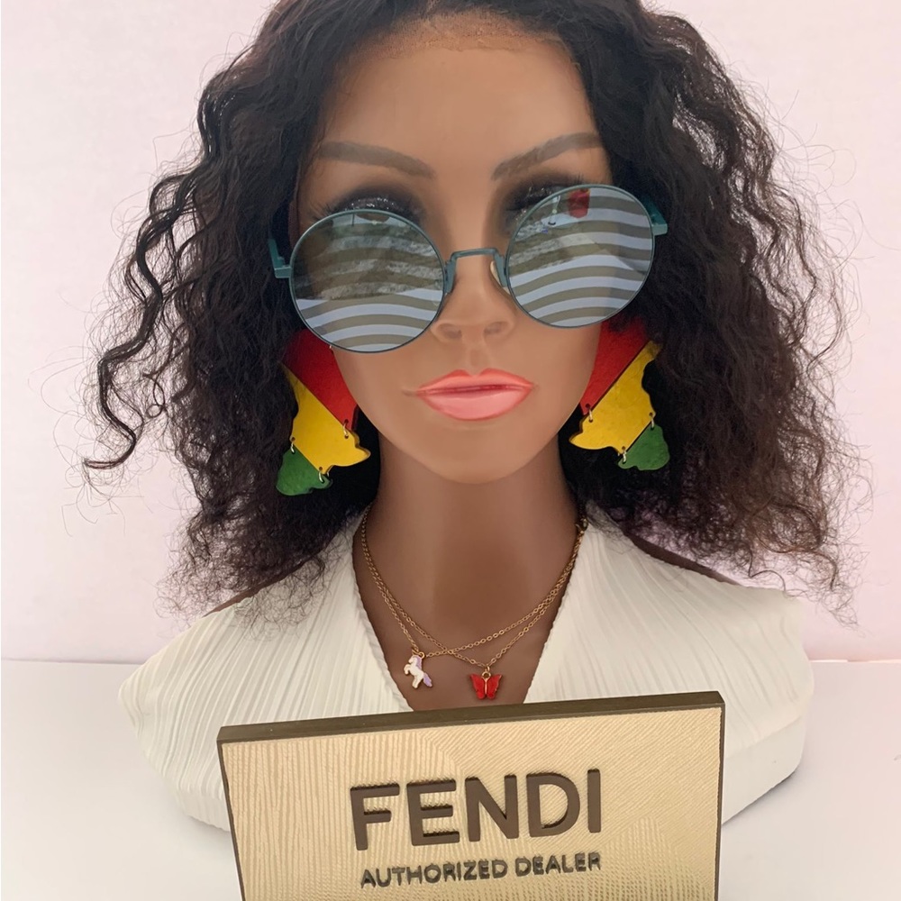 FENDI 53mm Round Sunglasses Green Wave Men’s Women’s